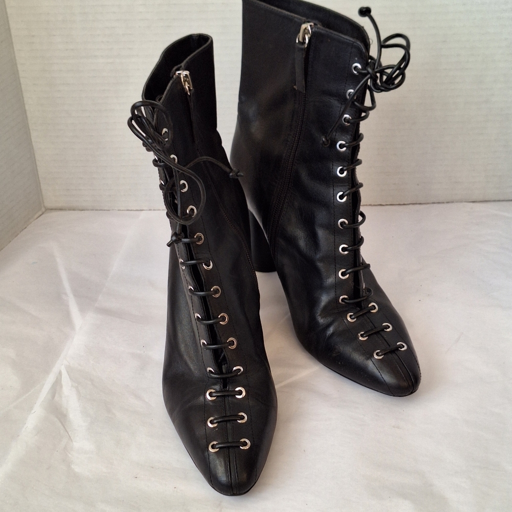 Zara Black Leather Boots sz 39 / 9
